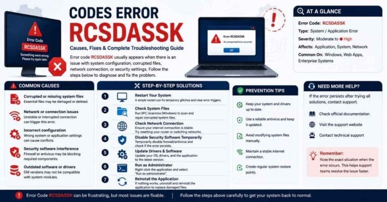 Codes Error RCSDASSK